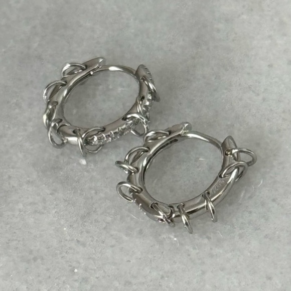 Sterling Silver Crystal Pave Chain Dangle Hoop Earrings 

Brand New - Picture 2 of 5